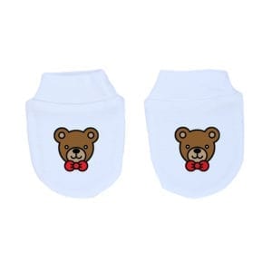 Mitones para recién nacido 100% algodón, hechos en Chile, diseñados por Calambur con ositos