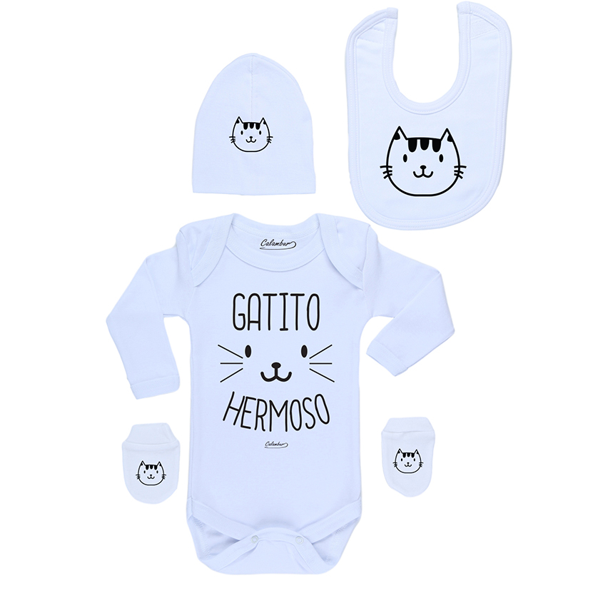 Conjunto recién nacido Gatito Hermoso Blanco Calambur