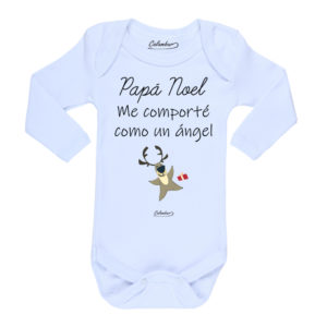 Ropa Bebe Body Calambur 100% algodón Moda Infantil Pilucho Papá Noel Me Comporté Como Un Ángel