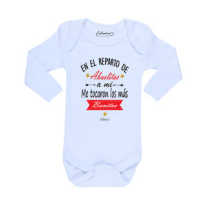 Ropa Bebe Body Calambur 100% algodón Moda Infantil Pilucho En El Reparto De Abuelitos A Mi Me Tocaron Los Más Bonitos