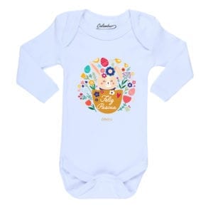 Ropa Bebe Body Calambur 100% algodón Moda Infantil Pilucho Feliz Pascua