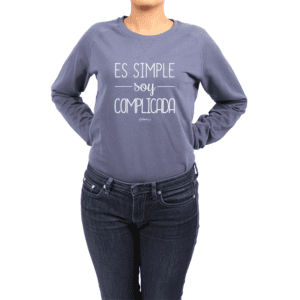 Polerón Mujer Calambur 100% algodón Mensaje Divertido Estampado Es Simple Soy Complicada
