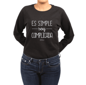 Polerón Mujer Calambur 100% algodón Mensaje Divertido Estampado Es Simple Soy Complicada