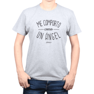 Polera Hombre Calambur 100% algodón Mensaje Divertido Estampado Me Comporto Como Un Ángel