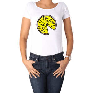 Polera Mujer Calambur 100% algodón Mensaje Divertido Estampado Pizza