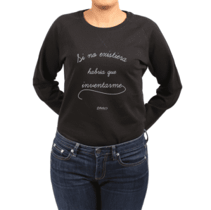Polerón Mujer Calambur 100% algodón Mensaje Divertido Estampado Si No Existiera Habría Que Inventarme