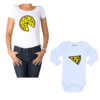 Conjunto Pizza Mamá y Bebé Calambur 100% algodón Polera y Body
