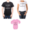 Conjunto Princesa Mamá Papá y Bebé Calambur 100% algodón Poleras y Body