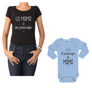 Conjunto Príncipe Mamá y Bebé Calambur 100% algodón Polera y Body