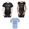 Conjunto Príncipe + Nombre Papá, Mamá y Bebé Calambur 100% algodón Poleras y Body