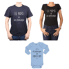 Conjunto Príncipe Papá, Mamá y Bebé Calambur 100% algodón Poleras y Body