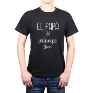 Polera Hombre Calambur 100% algodón diseño El Papá de un Príncipe + Nombre negro