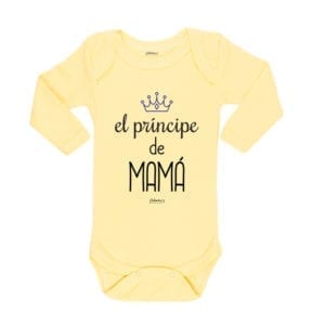 Body Pilucho Bebé Calambur 100% algodón diseño El Principe de Mamá amarillo