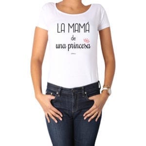 Polera Mujer Calambur 100% algodón diseño La Mamá de una princesa blanca