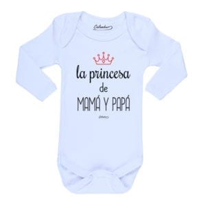 Body Pilucho Bebé Calambur 100% algodón diseño La Princesa de Mamá y Papá blanco
