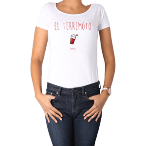 Polera Mujer Calambur 100% algodón diseño El Terremoto Blanco