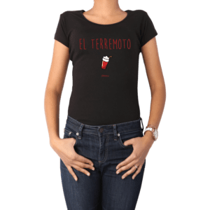 Polera Mujer Calambur 100% algodón diseño El Terremoto Negro