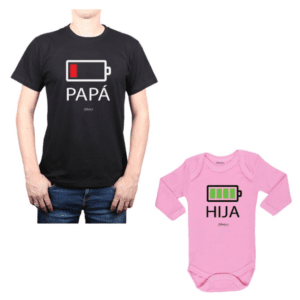 Conjunto Batería Papá y Hija Calambur 100% algodón Polera y Body