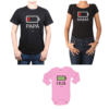 Conjunto Batería Papá, Mamá y Hija Calambur 100% algodón Poleras y Body