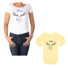 Conjunto Mamá y Bebé Noel Calambur 100% algodón Polera y Body