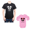 Conjunto Mickey Papá y Minnie Hija Calambur 100% algodón Polera y Body