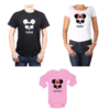 Conjunto Minnie Mickey Papá, Mamá y Hija Calambur 100% algodón Poleras y Body