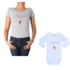 Conjunto Terremoto/Réplica Mamá y Bebé Calambur 100% algodón Polera y Body