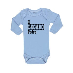 Body Pilucho Bebé Calambur 100% algodón diseño El Legado + Nombre celeste