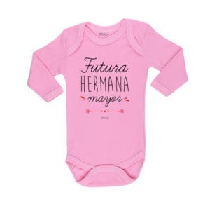 Body Pilucho Bebé Calambur 100% algodón diseño futura hermana mayor rosado