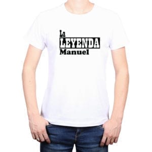 Polera Hombre Calambur 100% algodón diseño La Leyenda + Nombre blanco