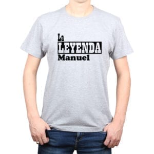 Polera Hombre Calambur 100% algodón diseño La Leyenda + Nombre gris