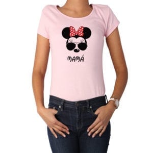 Polera Mujer Calambur 100% algodón diseño Minnie rosado