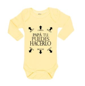 Body Pilucho Bebé Calambur 100% algodón diseño Papá Puedes Hacerlo amarillo
