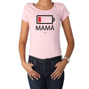 Polera Mujer Calambur 100% algodón diseño Batería rosado