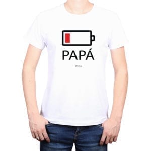 Polera Hombre Calambur 100% algodón diseño Batería blanco