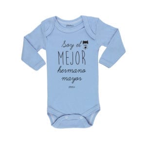 Body Pilucho Bebé Calambur 100% algodón diseño soy el mejor hermano mayor azul