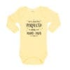 Body Pilucho Bebé Calambur 100% algodón diseño soy el resultado perfecto del amor entre mamá y papá amarillo