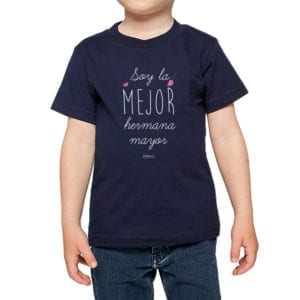Calambur 100% algodón diseño soy la mejor hermana mayor azul marino