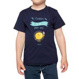 Polera niños Calambur 100% algodón diseño todos se derriten por mi azul