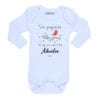 Body Pilucho Bebé Calambur 100% algodón diseño un pajarito me dijo que van a ser abuelos blanco