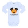 Body Pilucho Bebé Halloween Calambur 100% algodón diseño Zapallo + Nombre blanco