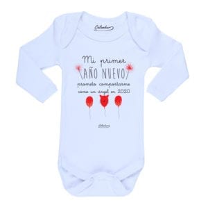 Body Pilucho Bebé Calambur 100% algodón diseño mi primer año nuevo blanco