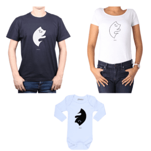 Conjunto Familia Papá Mamá Bebé 100% algodón Calambur diseño Yin Yang