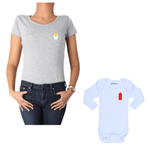 Conjunto Mamá Bebé 100% algodón Calambur diseño Papas Ketchup