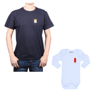 Conjunto familiar Papá Bebé 100% algodón Calambur diseño Papas Ketchup