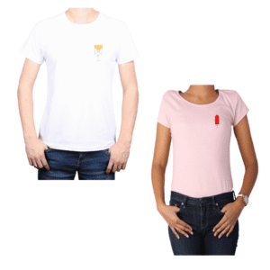 Conjunto pareja Hombre y Mujer 100% algodón Calambur diseño Papas Ketchup