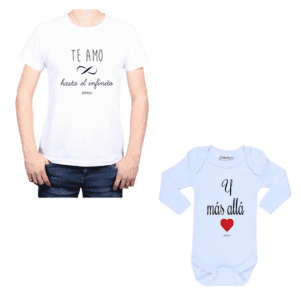 Conjunto Papá Bebé 100% algodón Calambur diseño Te amo hasta el infinito