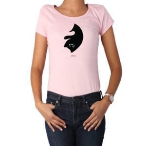 Polera Mujer Calambur 100% algodón diseño Yin Yang rosado
