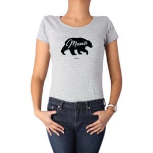 Polera Mujer Calambur 100% algodón diseño Oso Mamá gris