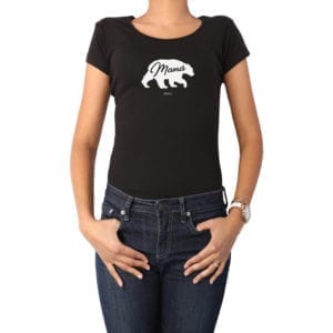 Polera Mujer Calambur 100% algodón diseño Oso Mamá negro